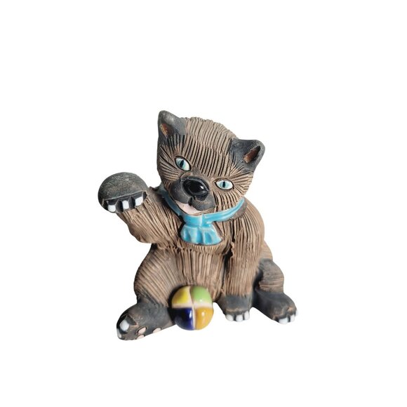Vintage Casals Cat Figurine Handmade Hand Painted Signed 3.75" Tall READ - Picture 1 of 8
